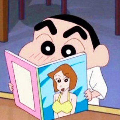 蠟筆小新 - 躲在雜誌後偷看