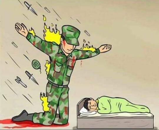 士兵守護孩子