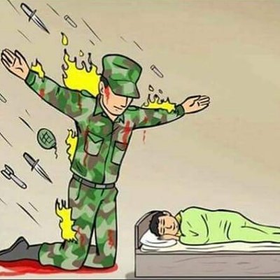 士兵守護孩子