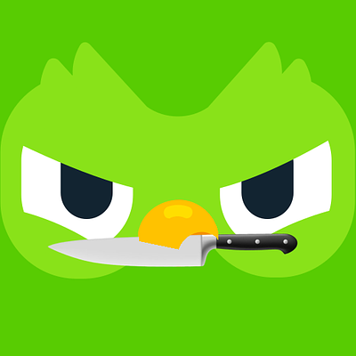 多鄰國 Duolingo - 拿刀貓頭鷹威脅臉