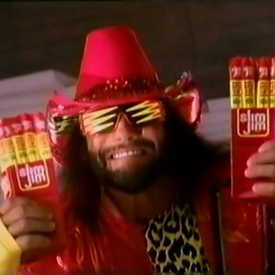 Macho Man - 誇張墨鏡舉肉乾慶祝