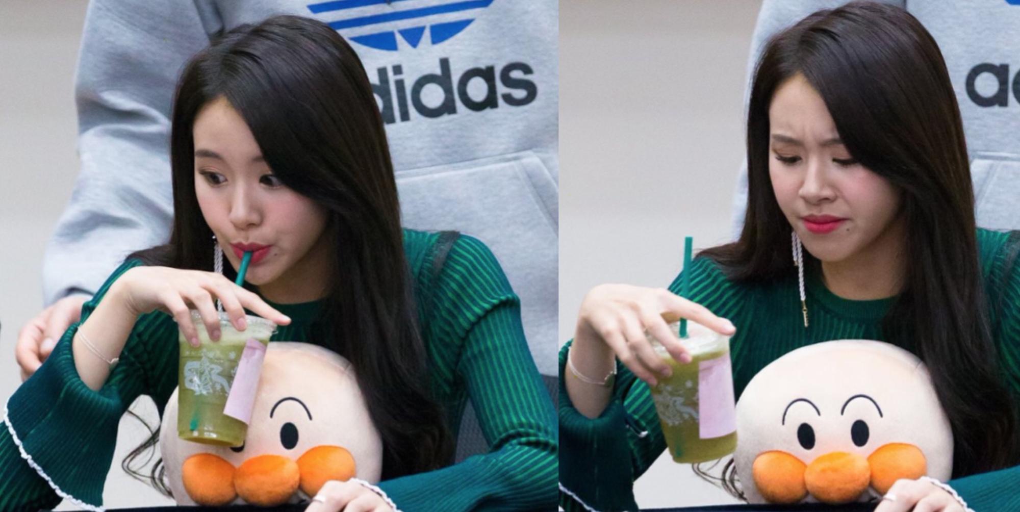 TWICE - 彩瑛喝飲料嫌棄對比